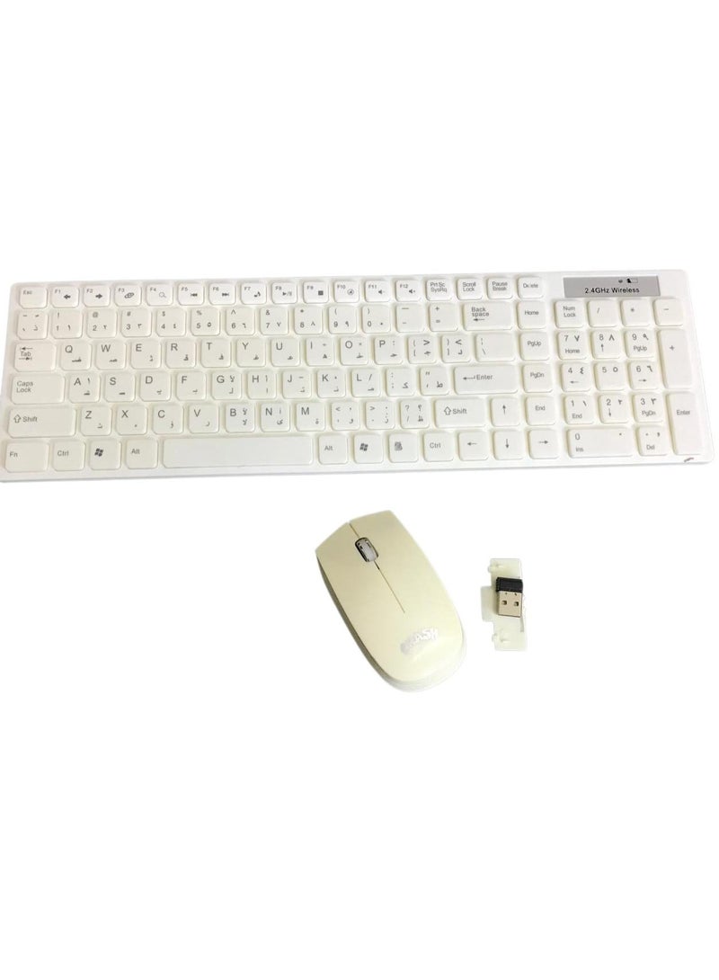 Slim White Wireless Keyboard and Mouse Combo, Elegant Modern Design, Battery Operated, Suitable for PC and Laptop - Image 2